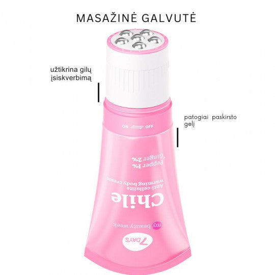 Anticeliulitinis šildantis kūno kremas su masažo funkcija, 130 ml