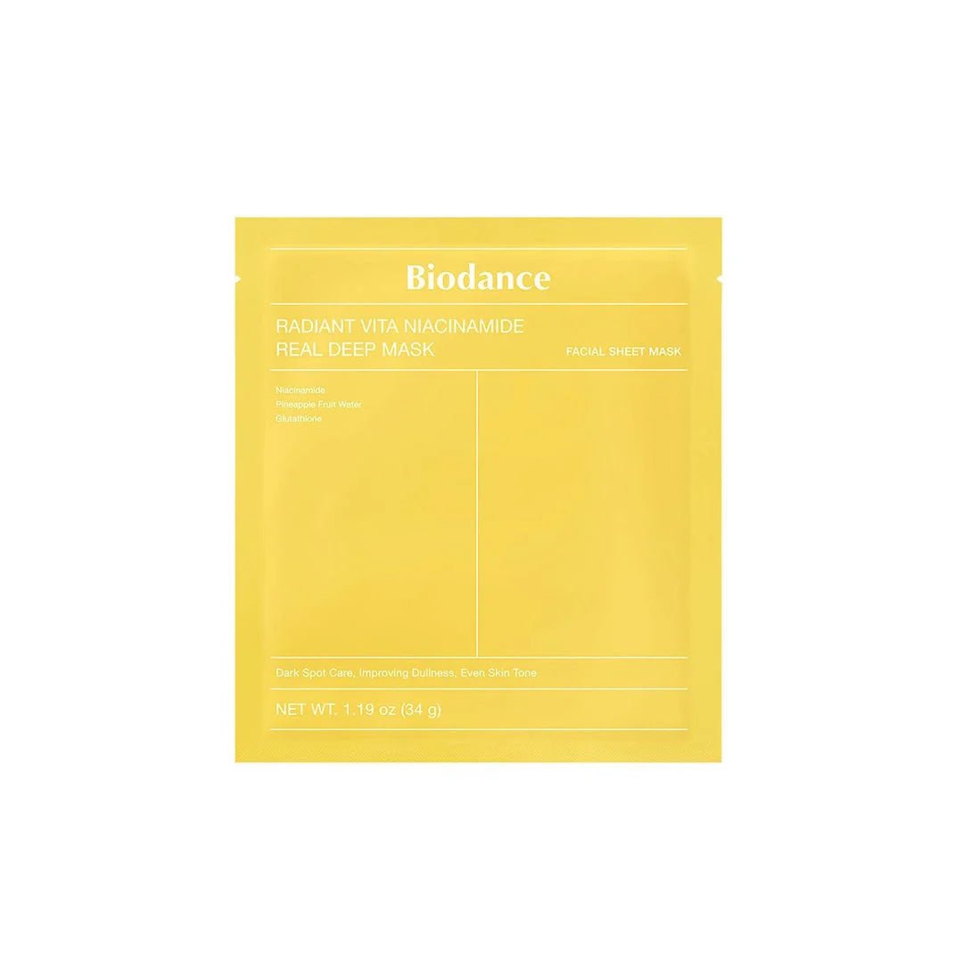 BIODANCE Radiant Vita Niacinamide hidrogelinė veido kaukė su niacinamidu, 34 g.