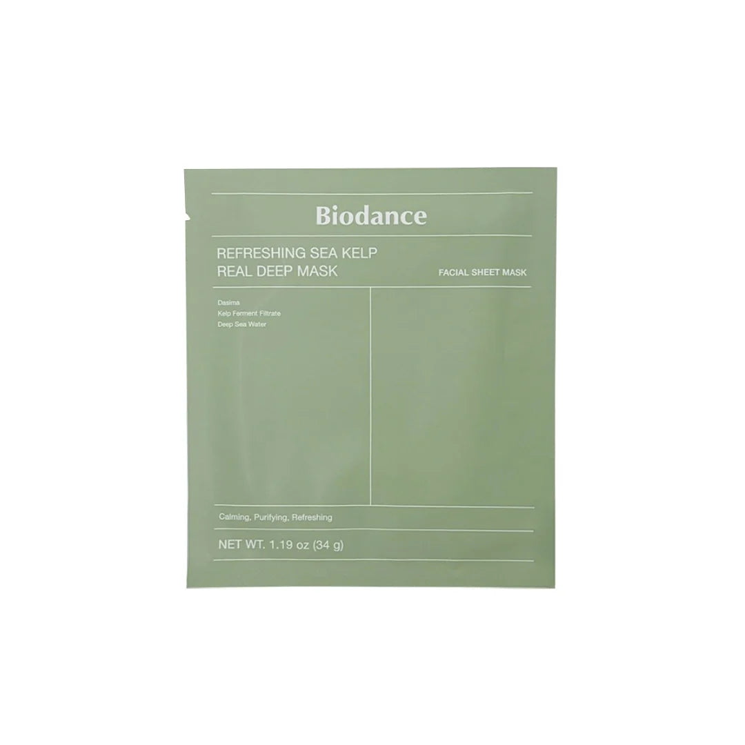 BIODANCE Refreshing Sea Kelp hidrogelinė veido kaukė su jūros dumbliais riebiai ir į aknę linkusiai odai, 34 g.