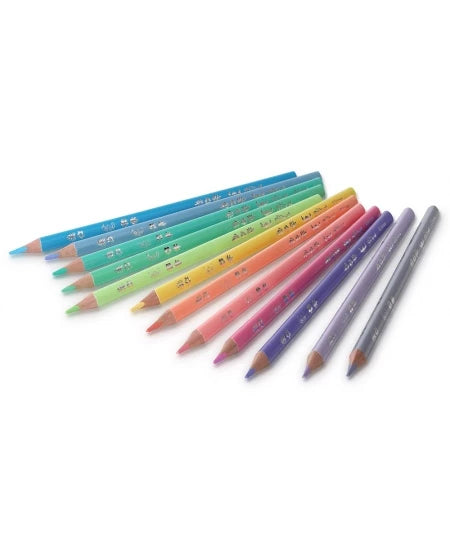 Spalvoti pieštukai DISNEY „Stitch Pastel“, tribriauniai, 12 spalvų