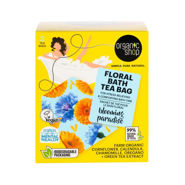 ORGANIC SHOP FLORAL BATH vonios maišeliai, 3 x 50 g.