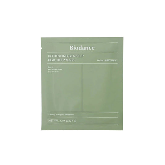 BIODANCE Refreshing Sea Kelp hidrogelinė veido kaukė su jūros dumbliais riebiai ir į aknę linkusiai odai, 34 g.