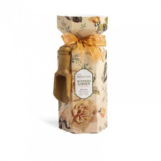 Vonios druska Scented Garden Rose su mediniu samteliu, 200 g