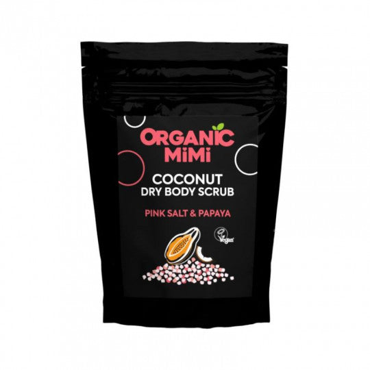 ORGANIC MIMI sausas kūno šveitiklis kokosinis Rožinė druska ir papaja, 150 g