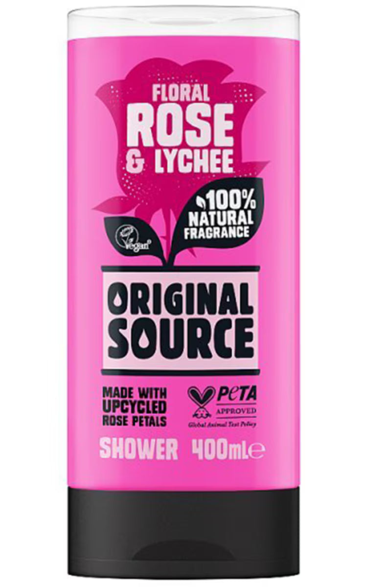 ORIGINAL SOURCE, ROSE & LYCHEE natūralaus kvapo dušo želė, 400 ml.
