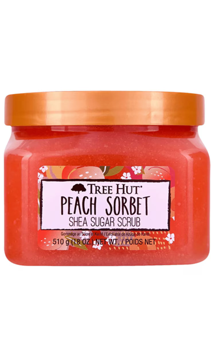TREE HUT PEACH SORBET kūno šveitiklis, 510 g.