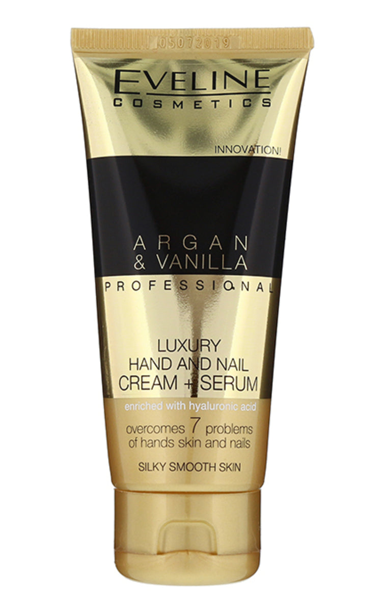 EVELINE, ARGAN & VANILLA PROFESSIONAL, prabangus rankų ir nagų kremas-serumas, 100 ml